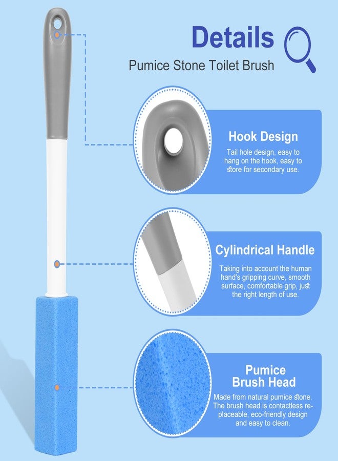 Gnvop 4 Pack Toilet Pumice Stone with Extra Long Handle,Pumice Stone Toilet Bowl Cleaner,1 Cleaning Handle, 4 No Touch Replaceable Piedra Pomez for Cleaning Toilets, Bathtubs, Grills, Sinks(Blue) - Image 3